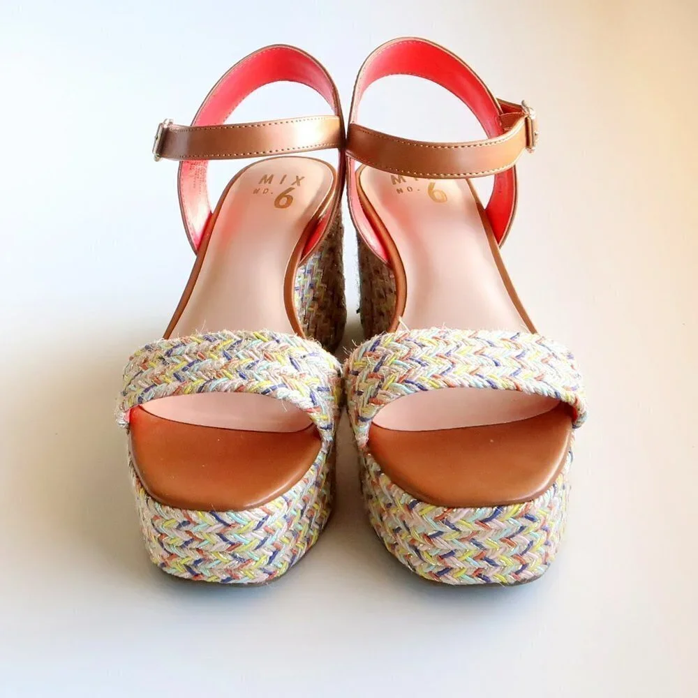 Mix No. 6 Cammie Multicolor Platform Wedge Heel Espadrille Sandals Summer Shoes - Picture 7 of 16